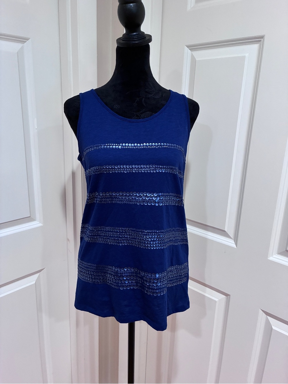 St. John's Bay Royal Blue Sequin Stripe Tank